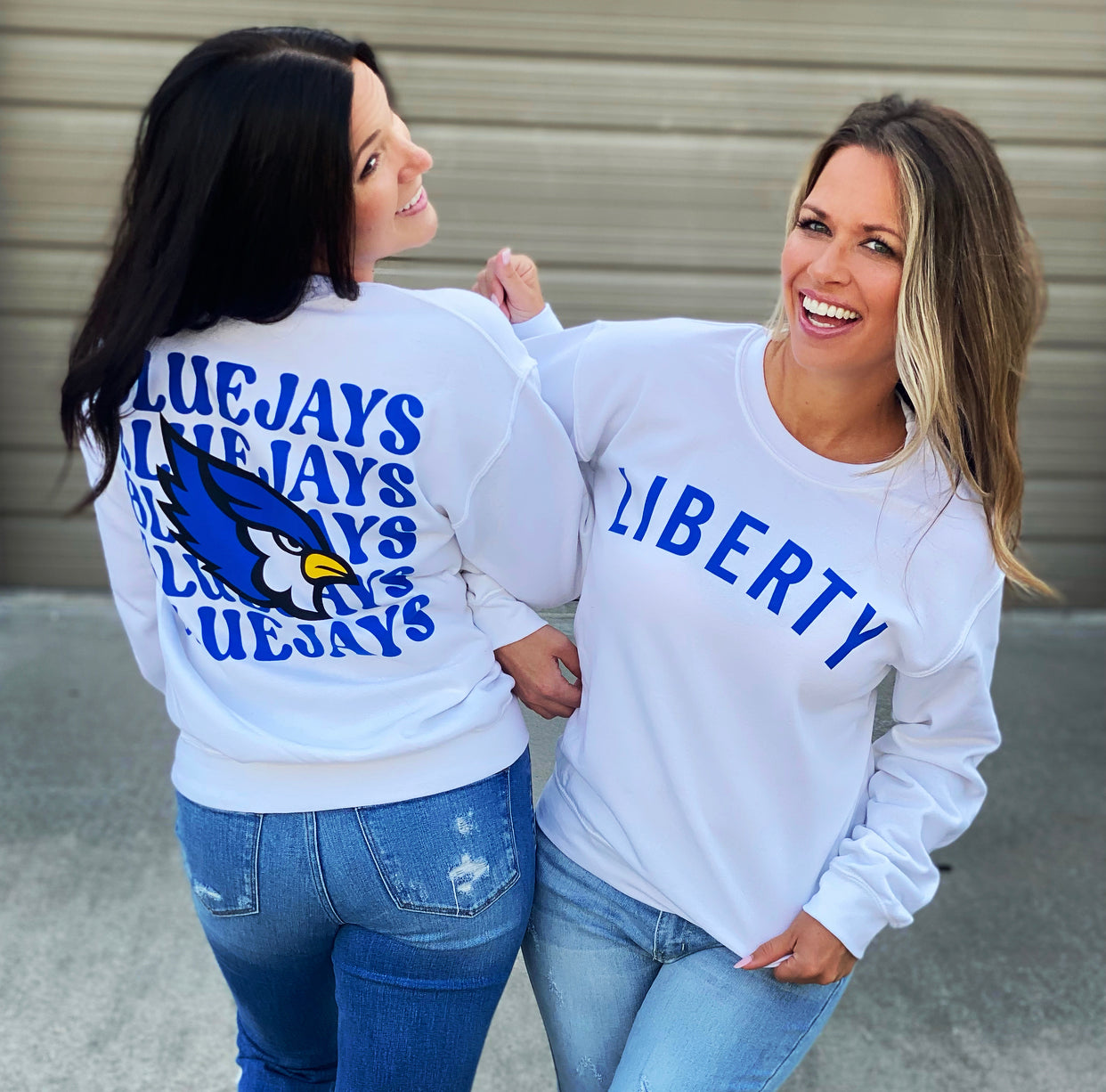 White Liberty Blue Jays Front Back Sweatshirt – Love Letters