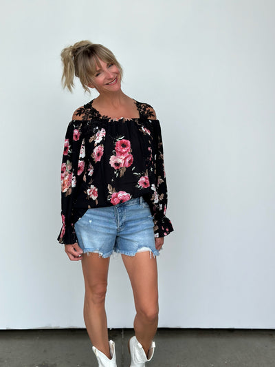 Floral & Lace Strap Top