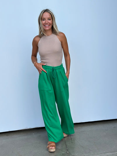 Green & Black Wide Leg Pant-FINAL SALE