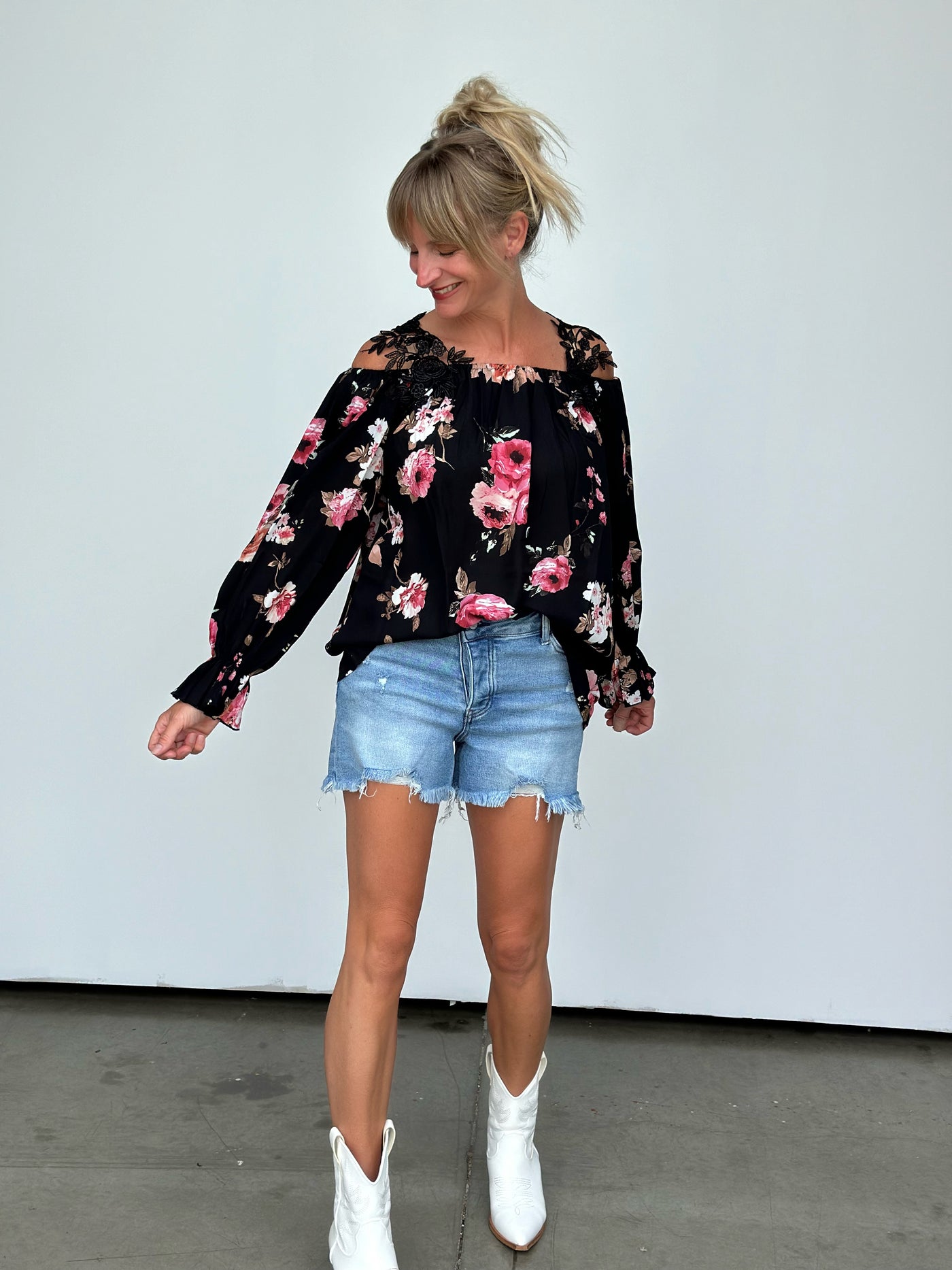 Floral & Lace Strap Top