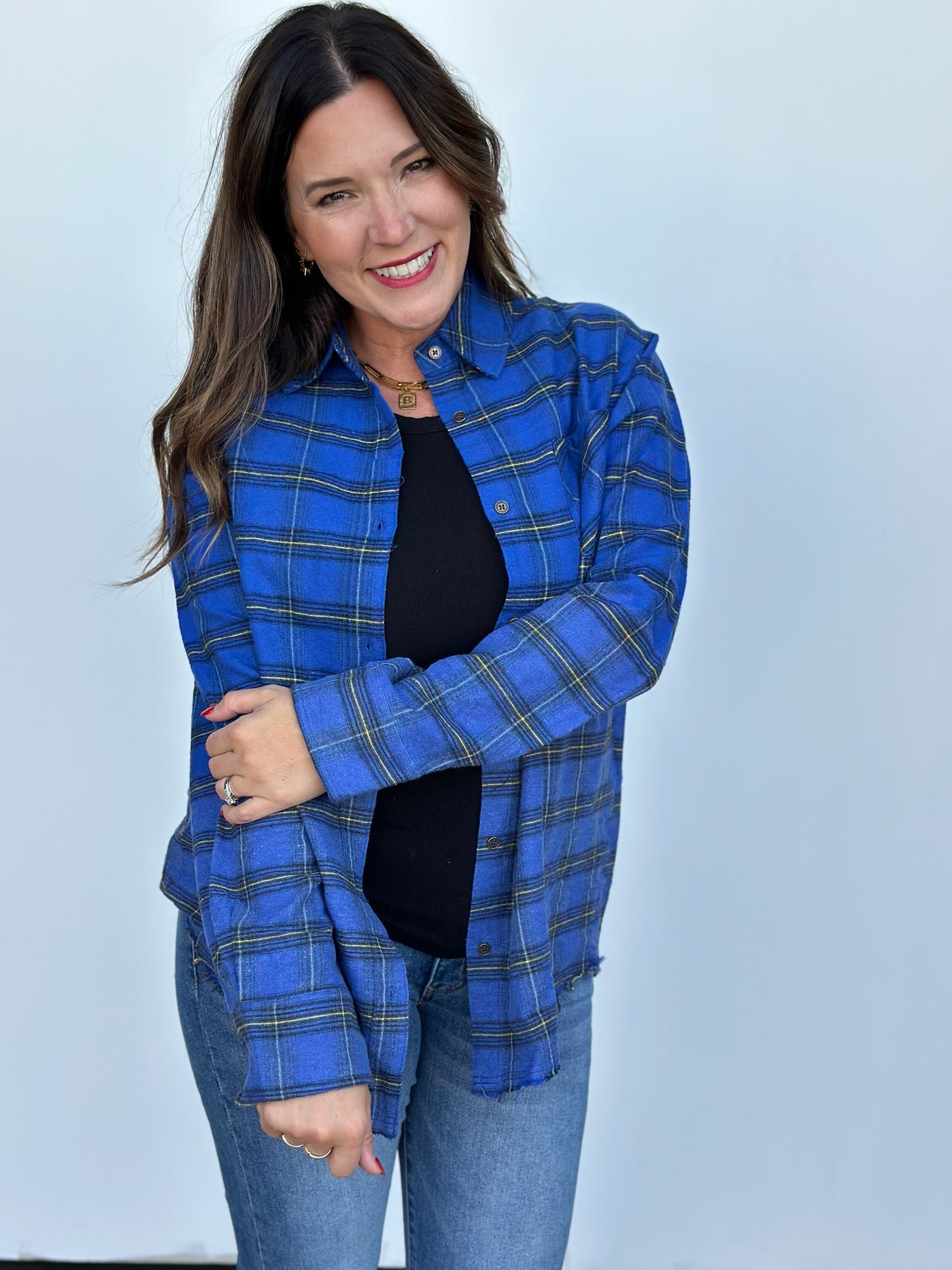 Two-Tone Plaid Button Down