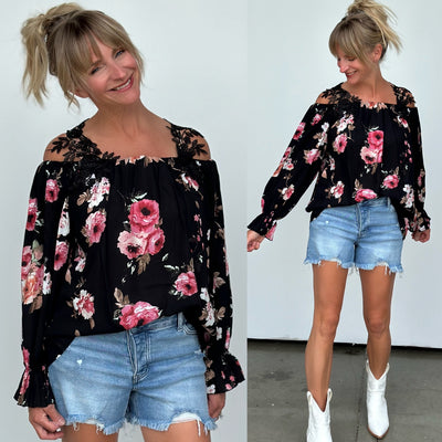 Floral & Lace Strap Top