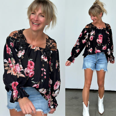 Floral & Lace Strap Top