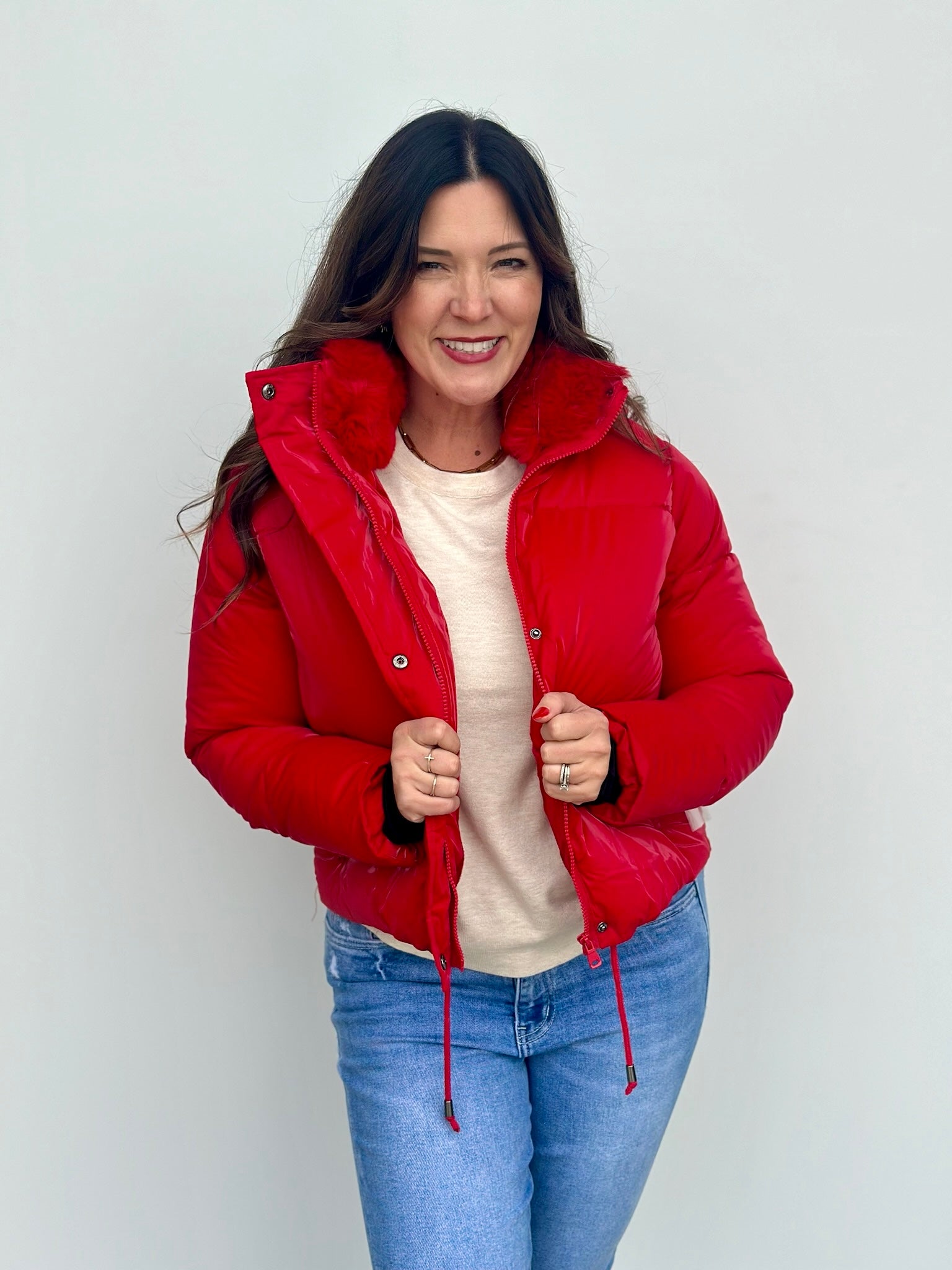 Red Hooded Puffer Coat FINAL SALE S