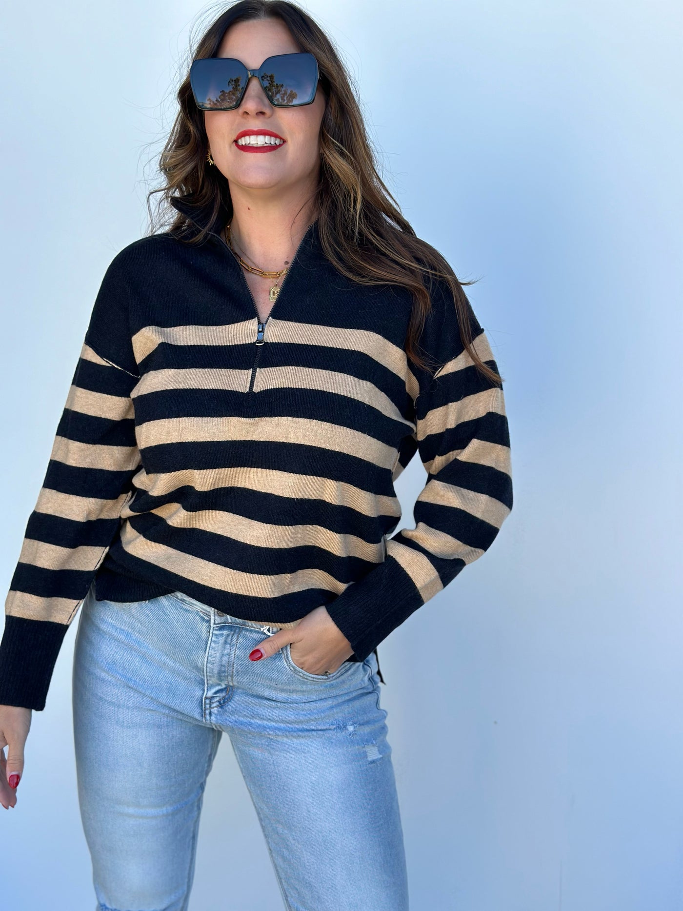 Black Stripe Quarter Zip