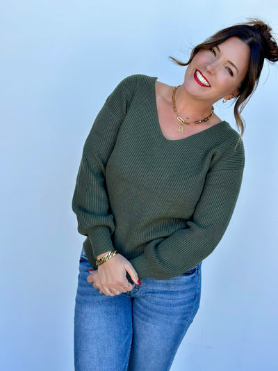 V-neck Sweater with Bow