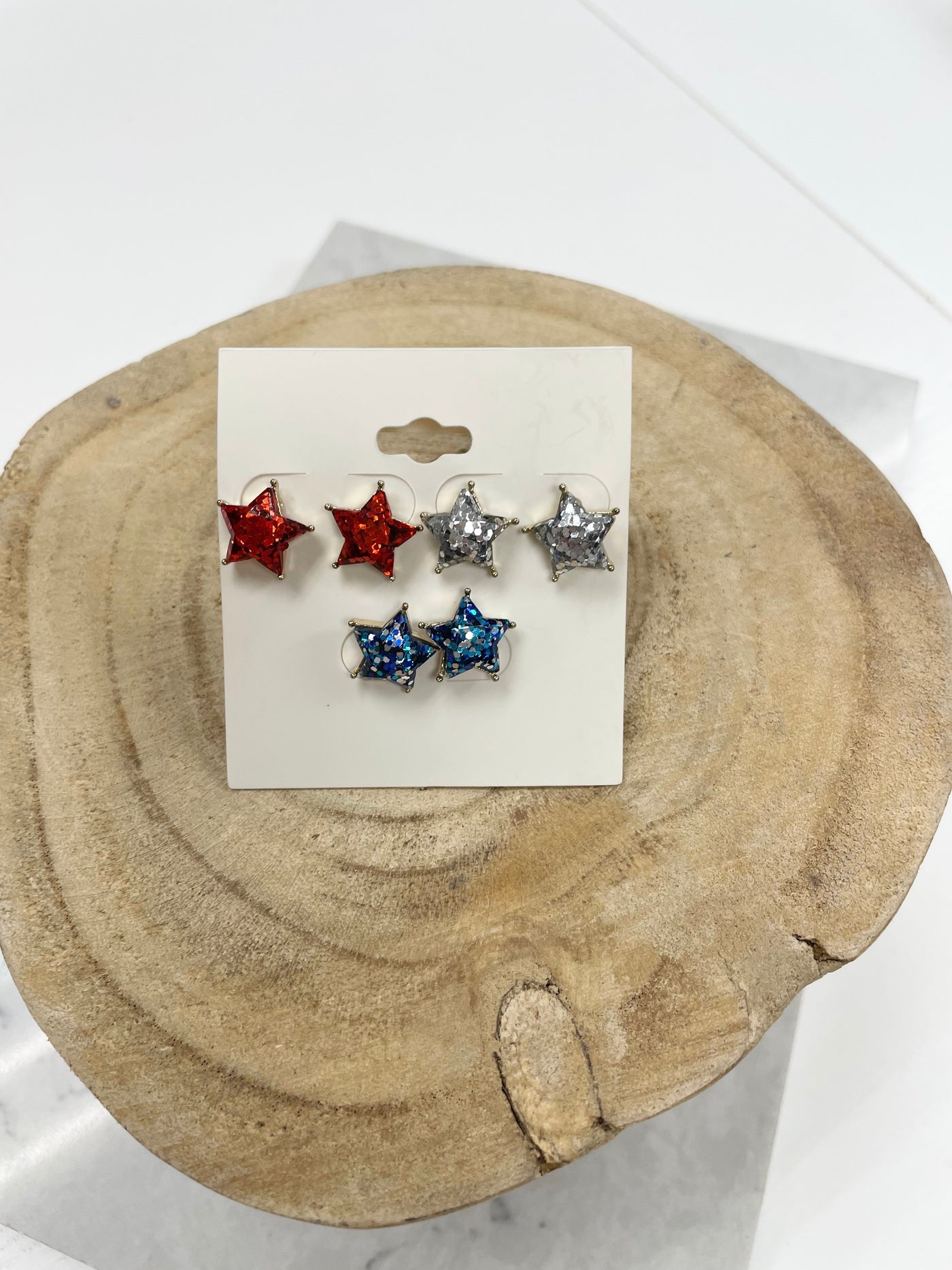 Three Piece Star Stud Earrings